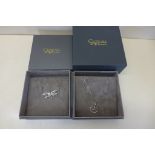 Two Clogau silver necklaces, one of dragonfly form, both in original boxes, box lid missing to one