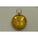 A good quality 18ct yellow gold open faced pocket watch with a chain driven fusee movement by Gray