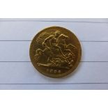 A Victorian gold half sovereign dated 1898