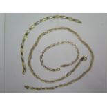 A 14ct gold tri-colour necklace - 46cm long and matching bracelet, 18cm long, and a 19cm, 14ct