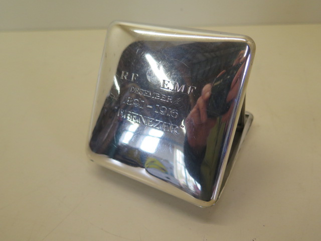 A silver travel watch/clock case with an associated Asprey 8 day watch, not working, glass - Image 2 of 3