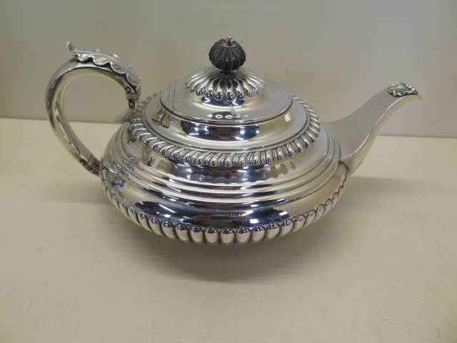 A Georgian silver teapot, Birmingham maker MB Matthew Boulton, 1820/21 - with bird of prey crest,