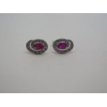 A 9ct white gold ruby and diamond earrings, as new - approx weight 1.3 grams