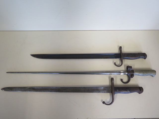 A spike bayonet with scabbard, total length 65cm, and two other bayonets - Image 2 of 6