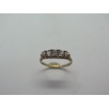 An 18ct yellow gold old cut diamond half hoop five stone diamond ring, diamond weight approx .