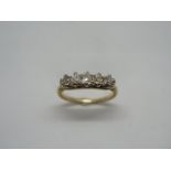 An 18ct yellow gold old cut five stone diamond half hoop ring, diamond weight approx 55pts, Si1 -