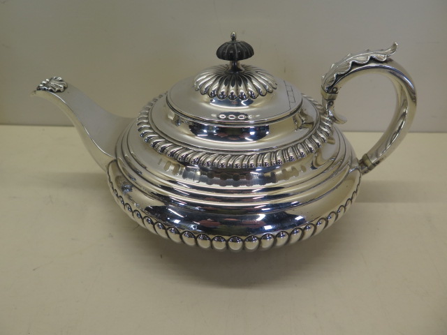 A Georgian silver teapot, Birmingham maker MB Matthew Boulton, 1820/21 - with bird of prey crest, - Image 3 of 4