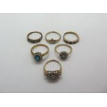 Six 9ct gold dress rings, total weight approx 14 grams