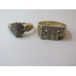 Two 9ct gold rings, sizes P and W, total approx weight 13 grams