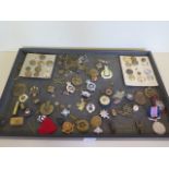 Assorted military badges and buttons and Elizabeth II Bravery in the Field medal to R G Morison
