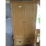 An ex-display oak double wardrobe, RRP £480 - 190cm High x 100cm Wide