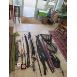 Fishing rods and reels to include JW Young 13ft Trotter, Shimano Hyperloop, Daiwa, keep needs