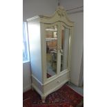 A Laura Ashley French style two door mirrored wardrobe with a base drawer, 218cm tall x 110cm x 60cm