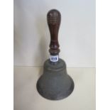 A Victorian school hand bell, 28cm tall