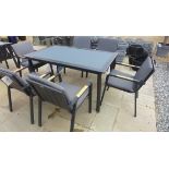 A new boxed Kettler table and six aluminium chairs with covers, table size 100cm x 160cm, can be