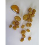 A butterscotch amber type loose beads, 52 grams, approx, plus silver amber pendant