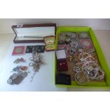 A collection of silver and costume jewellery and coinage