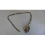 A ladies silver Sarcar 1970s pendant, manual wind watch on a silver chain, watch is 6x3cm, chain