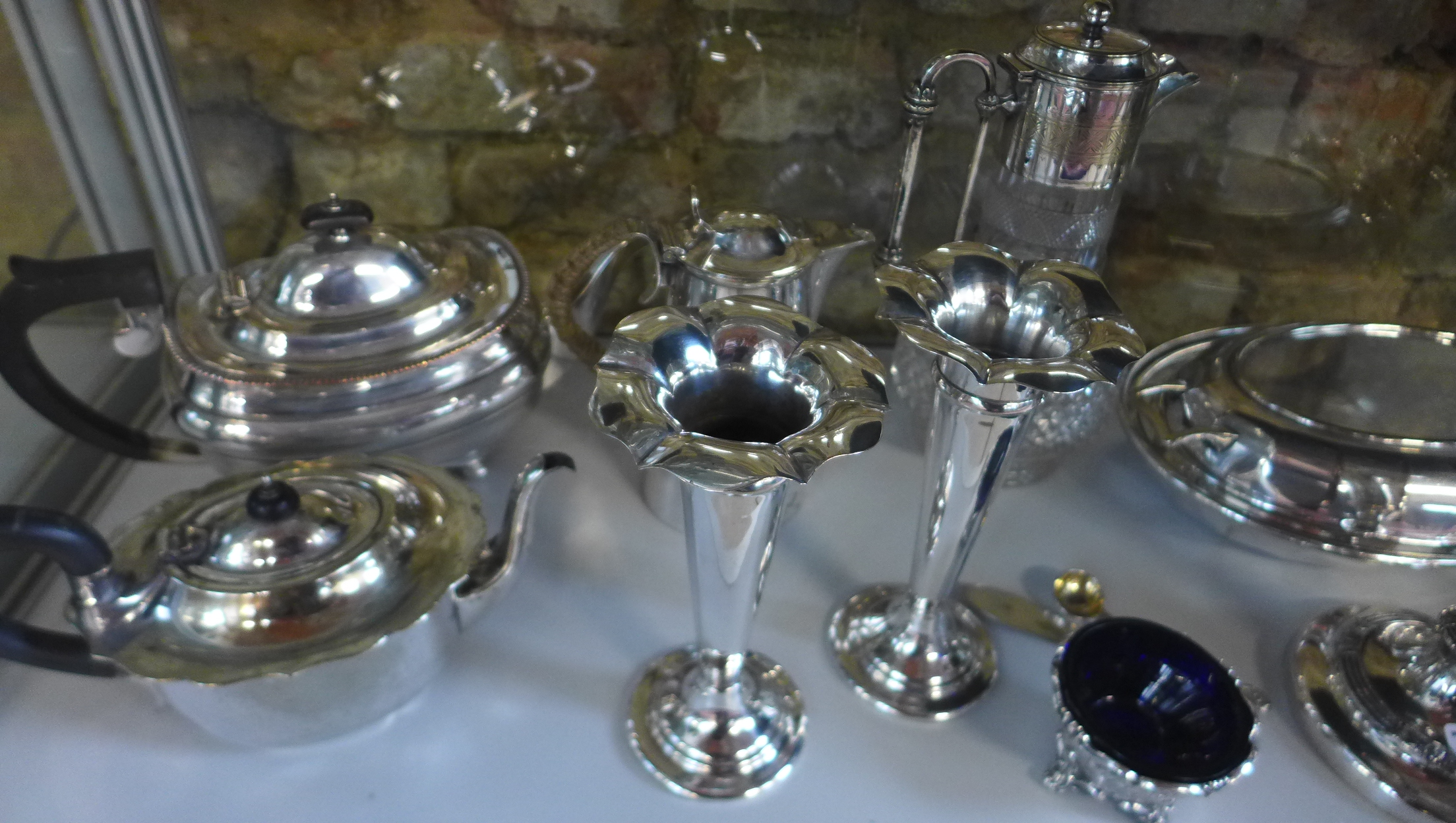 A collection of silver plated ware including pair for candlesticks, vases, claret jug etc, generally - Image 2 of 4