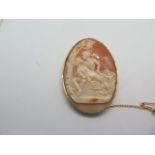 A good quality cameo brooch in gold surround, tested to 18ct, brooch measures 5.6cm x 4.1cm, clean