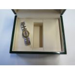 A Roberge 18ct gold and stainless steel ladies bracelet quartz wristwatch with spare links, will