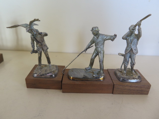 Six silver models each a character of different form including the golfer, the poacher, the - Image 4 of 4