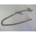 A graduated silver Albert watch chain with T-bar and dog clip, length 41.5cm, weight approx 27.2