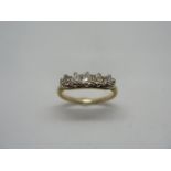 An 18ct yellow gold old cut five stone diamond half hoop ring, diamond weight approx 55pts, Si1 -
