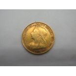 An 1898 gold half sovereign weight approx 4 grams, clean condition light wear