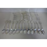 Twelve silver forks and twelve matching spoons, 18cm long, Sheffield 1925/26 - total weight approx