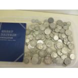 A large volume of post 1919 pre 1947 silver British coinage, including Crowns, half crowns etc,