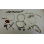 A collection of assorted silver and other jewellery