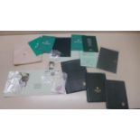 Assorted Rolex items to include wallets, booklets, hang tag, watch parts and an unused Rolex