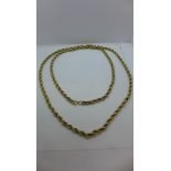A 14ct gold rope chain necklace, weight approx 29.5 grams, length 96cm approx, with valuation