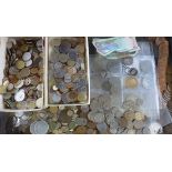 A collection of British and Continental coinage including some silver coins