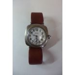 A hallmarked 1930 gentleman's Rolex Oyster Ultra Prima silver cushion case wristwatch with white