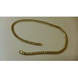 A 9ct yellow gold link necklace 54cm long approx 74.8 grams. Some wear but generally good clasp.
