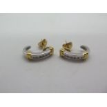 A pair of 18ct yellow and white gold banded diamond earrings, 20mm long, approx 6.4 grams, in good