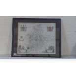 Johannes Bleau - 1596-1673 - Staffordiensis Comitatus, Map of Staffordshire c.1645 with hand