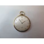 An Omega 14k gold slim pocket watch manual wind movement no 71397294. 4.5cm wide, weight approx 39.