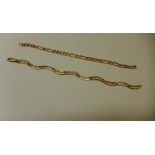 A hallmarked 9ct gold bracelet and tricolour 9ct gold bracelet marked 375 - 19cm and 20cm long -