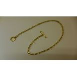 An 18ct yellow gold watch chain necklace - 42cm long - hallmarked 750 - approx weight 11.3 grams -