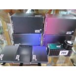 5 bottles of Mont Blanc ink, four of which in original boxes, burgundy red, irish green, royal blue,