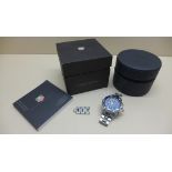 A Gents stainless steel tag aquaracer automatic chronograth calibre 16 bracelet watch with blue