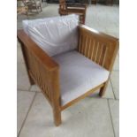 A pair of hardwood garden chairs with cushions - boxed