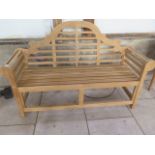 A teak Lutyens style bench - 170cm wide