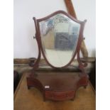 A 19th century shield shaped toilet mirror with a single drawer. 72 cm tall x 61 cm wide. Removed