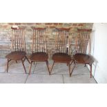 4 x Ercol dining chairs 96cm tall, all have some movement to backs and some wear