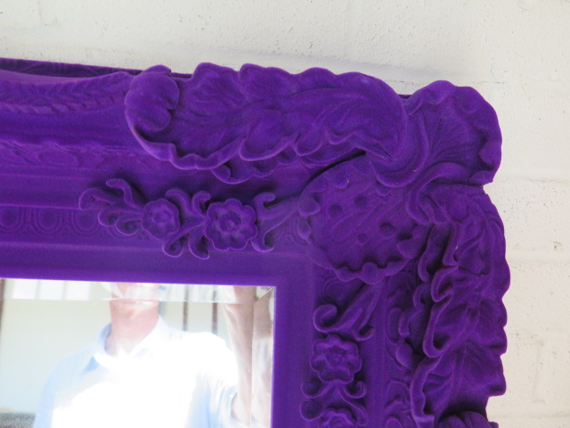 An ornate purple fabric effect mirror, 176 cm x 90 cm - Image 2 of 2