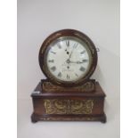 A Regency brass inlaid Rosewood drum fusee movement bracket clock with an 8 inch convex painted dial